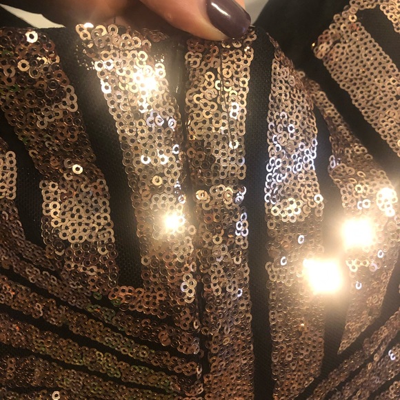 Rose Gold Sequin Party Dress - Picture 4 of 7